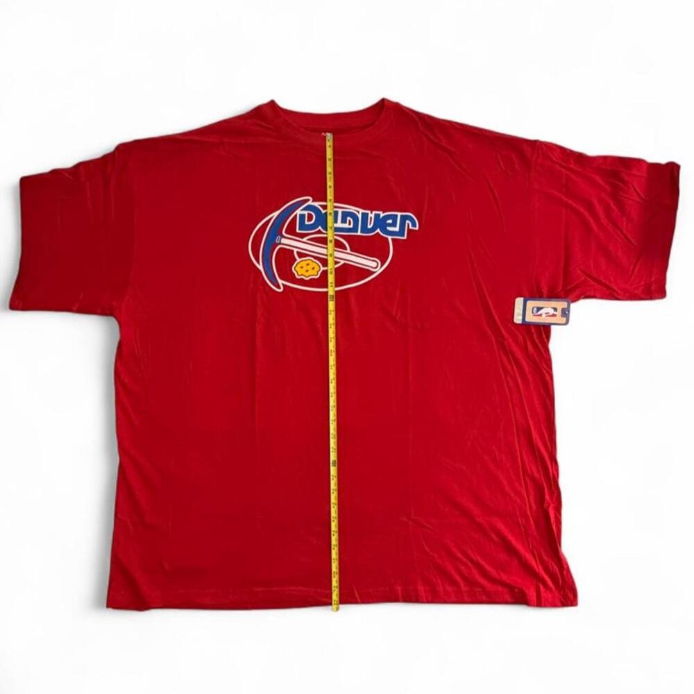 Red Denver Nuggets basketball tee with blue/white logo size 4 XL dimensions in t